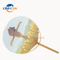Cartoon decorative circular hand fan round fan in promotion